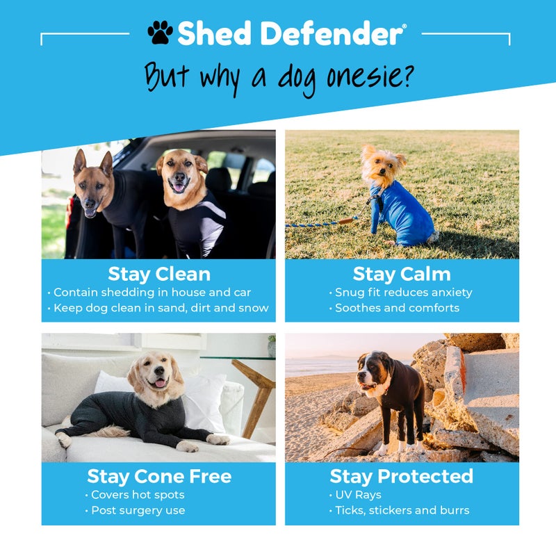 Shed Defender Original Dog Onesie for Dog Shedding, Seen on Shark Tank, Lightweight Breathable, Bodysuit for Dogs, Recovery Suit, Jumpsuit, Dog Body Suit, Shed Shirt, Post Surgery Onesie, Vet Approved - Image 5